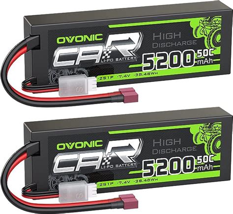 OVONIC Lipo 2s Lot De 2 Batteries 7 4 V 50 C 5200 MAh Avec Fiche T