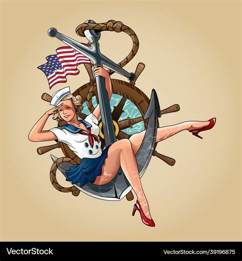 Sailor Girl Us Navy Pin Up Version Royalty Free Vector Image