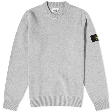 Stone Island Reverse Seam Lambswool Crew Knit Grey Melange 7915508