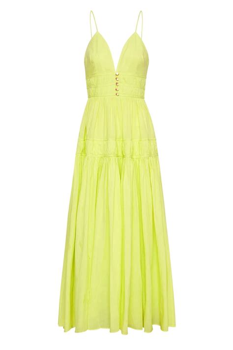 Aje Grace Tiered Maxi Dress In Light Lemon All The Dresses