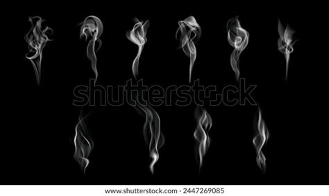 Vector Collection Smoke Isolated Black Background Stock Vector (Royalty ...