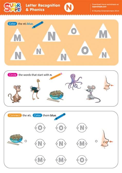 Letter Recognition Phonics Worksheet N Uppercase Super Simple