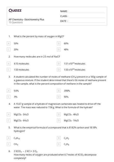 50 Chemistry Worksheets For 10th Grade On Quizizz Free And Printable