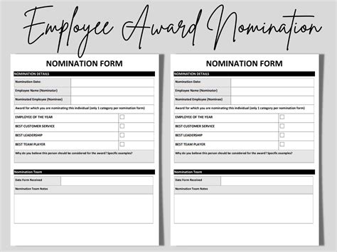 Boost Engagement With Editable Employee Recognition Award Nomination ...