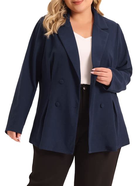 Agnes Orinda Women S Plus Size Blazer Lapel Work Double Breasted Jacket Blazers 2023