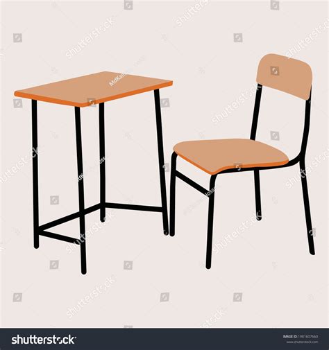 Vector Illustration School Desk Chair Perspective Stock Vector Royalty