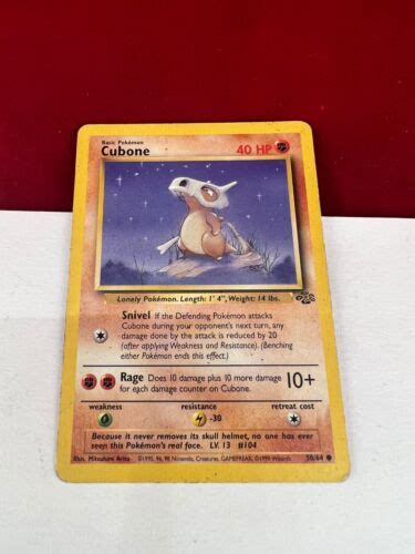 1999 Cubone Pokemon Card Jungle 50 64 Good Condition EBay