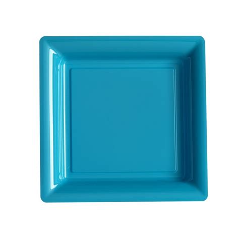 Assiette Carr E Bleu Turquoise X Cm En Plastique Jetable Les