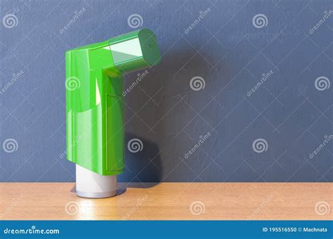 Green Inhaler On The Wooden Table 3d Rendering Stock Illustration Illustration Of Aerosol