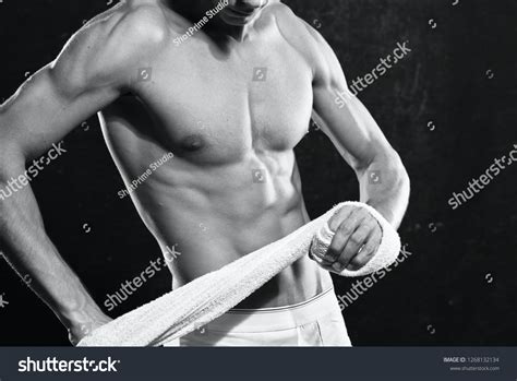 Sexy Man Shorts Naked Torso Holding Stock Photo Shutterstock