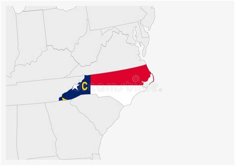 Us State North Carolina Map Highlighted In North Carolina Flag Colors