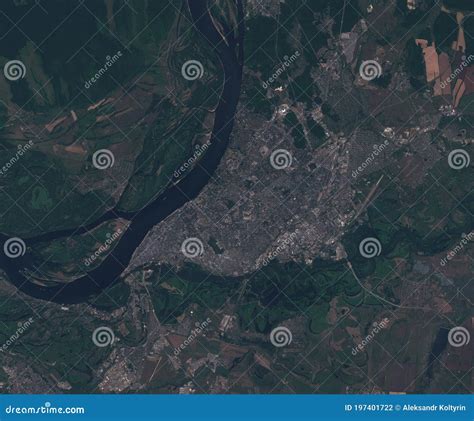 Satellite Map of Samara in Russia, View from Space Stock Photo - Image ...