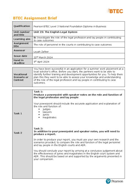 Unit 23 Assignment 2 Brief Btec Assignment Brief Qualification