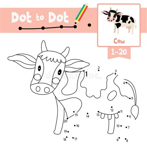 Dot To Dot Educational Game And Coloring Book Cow Animal Cartoon