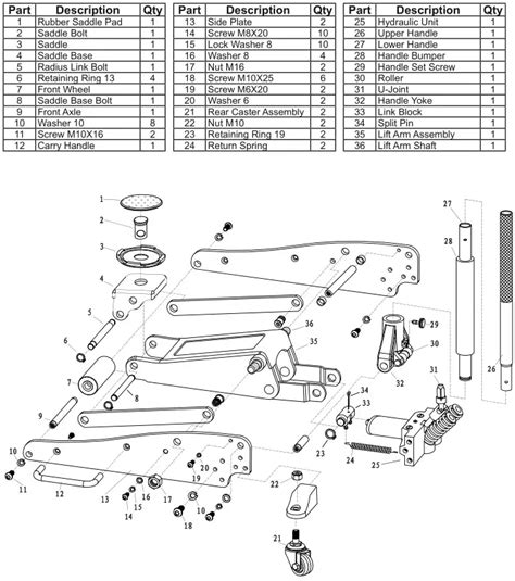 Floor Jack Parts Schematic