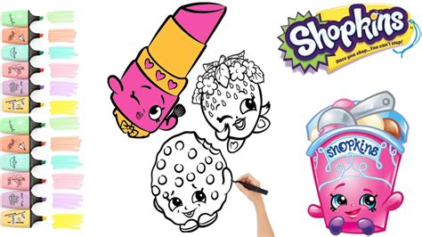 Coloring Shopkins Lippy Lips Kooky Cookie And Strawberry Kiss Coloring