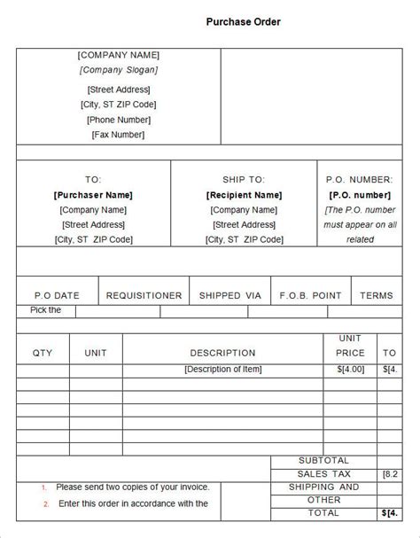 Purchase Order Template Microsoft Word Doctemplates 1071 Hot Sex Picture