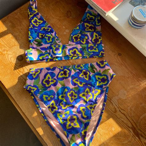 Floral High Waisted Bikini Set Depop