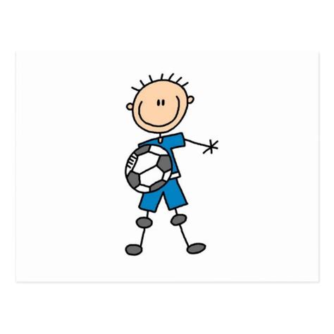 Boy Blue Uniform Stick Figure Soccer Player Gifts Postcard | Zazzle