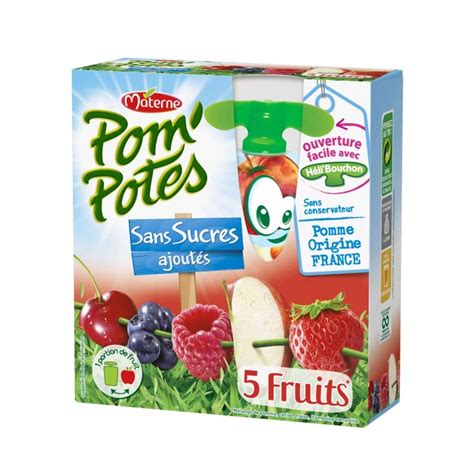 Grossiste Gourdes 5 Fruits Rouges 4x90g POM POTES