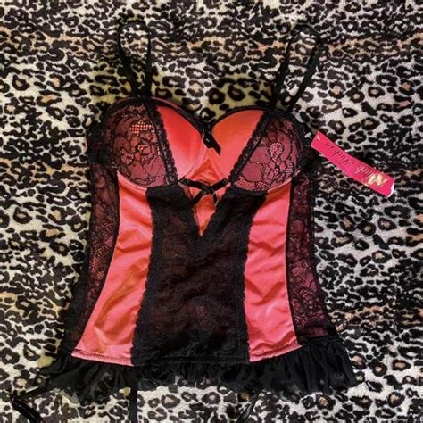Black And Pink Corset Lingerie Top Bnwt Size Medium Depop