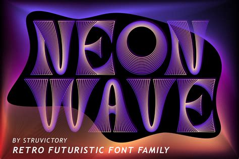 Neon Wave Retro Futuristic Typeface Design Cuts