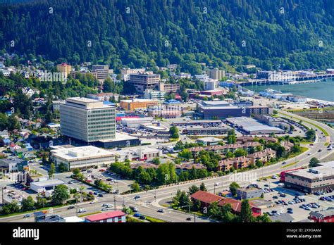 Qual A Capital Do Alasca - Aerial view of the downtown Juneau, the state capital of Alaska, USA ...