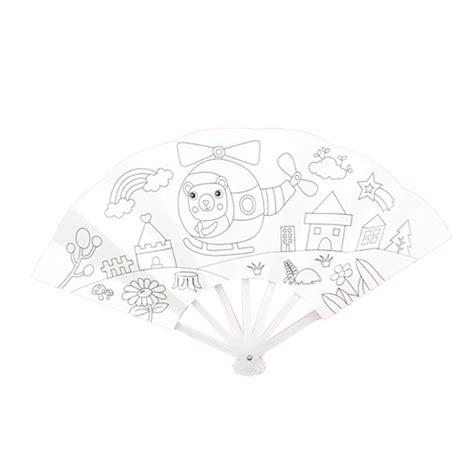 Bluethy Painting Summer Fan Creative Cartoon Foldable 7 Ribs Diy Paper