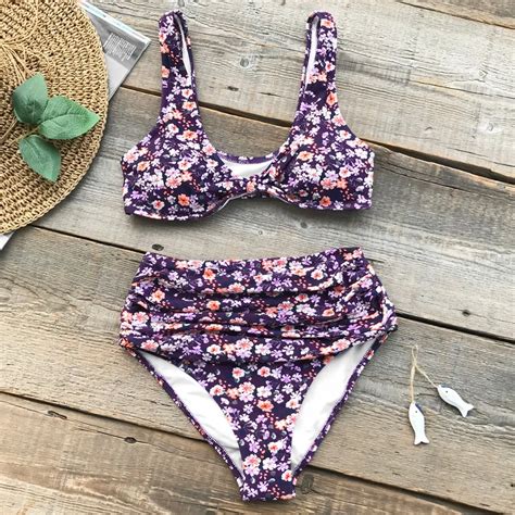 Cupshe Garden Meandering High Waisted Bikini Set Women Summer Swimsuit