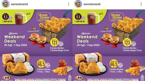 Promo Spesial AW Restoran Hari Ini 1 September 2024 2 Aroma Chicken