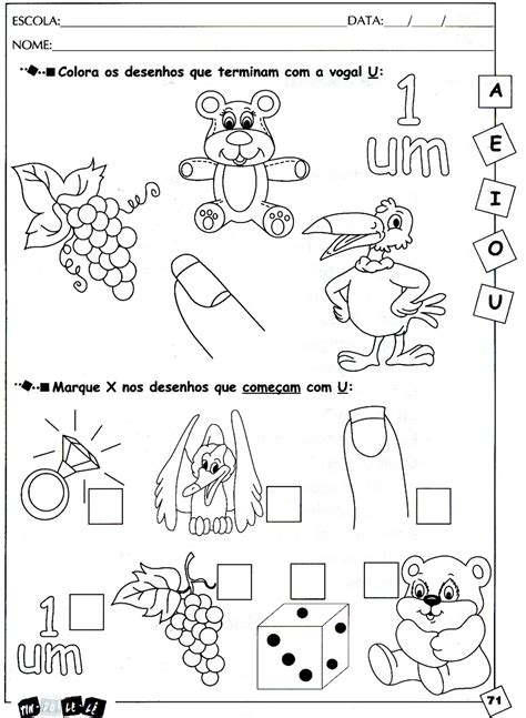 Atividades Vogal U - Atividades Da Vogal U Para Educação Infantil - RETOEDU