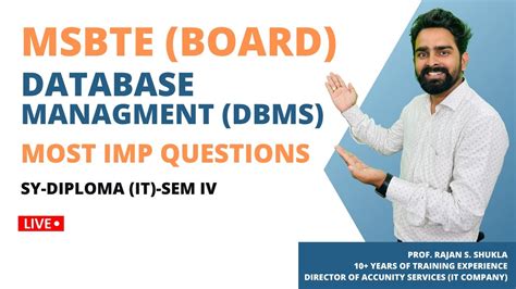 Day 2 Msbte Board Important Questions Sem 4 Dbms V2v Youtube