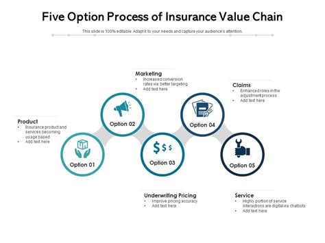 Five Option Process Of Insurance Value Chain Ppt Powerpoint Presentation Model Skills Pdf