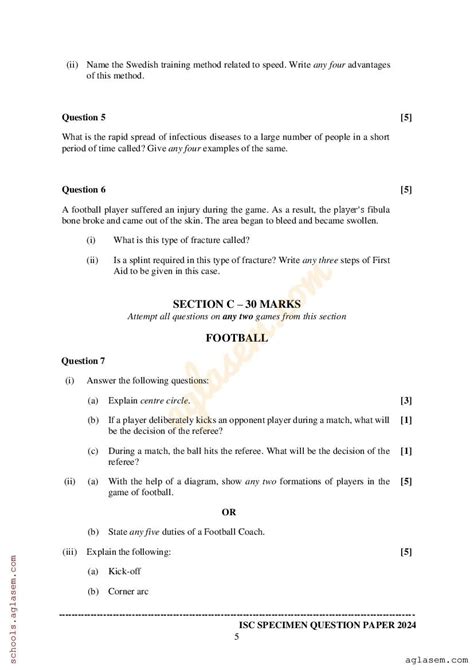 Isc Physical Education Specimen Paper Pdf Cisce Class