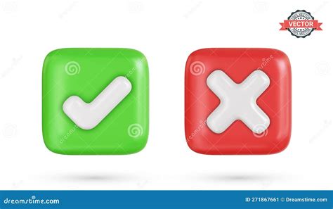 Correct and Incorrect Signs, Right and Wrong Mark Icons. Green and Red ...