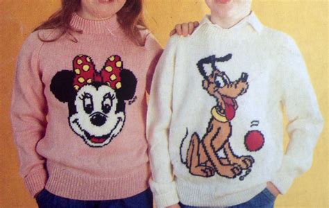 Mickey And Minnie Mouse Knitting Pattern Sweaters For Children Etsy