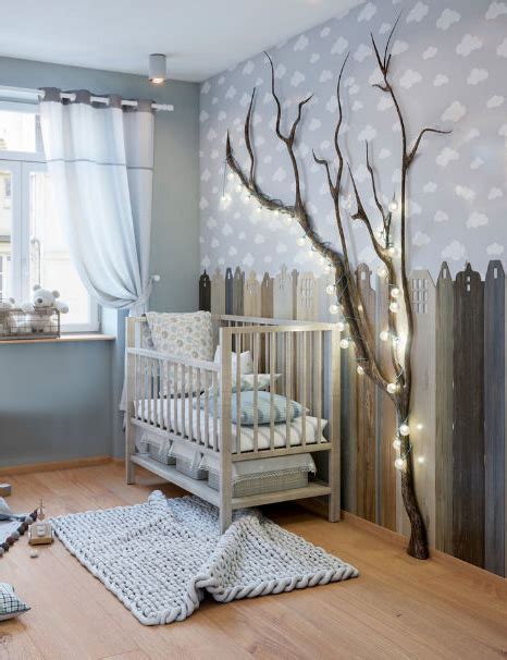 Cloud Themed Baby Nursery Ideas With An Amazing Diy Tree Project For