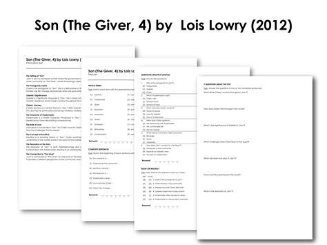 Son The Giver 4 By Lois Lowry 2012 Made By Teachers