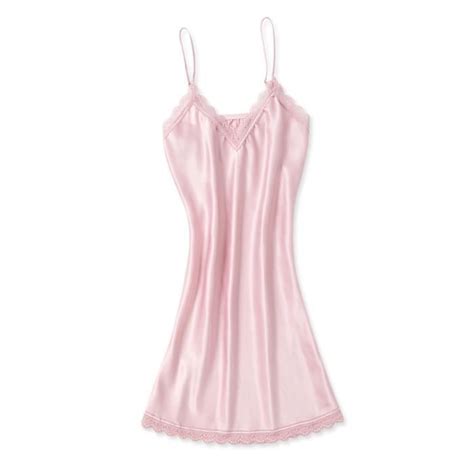 Nuisette Rose Taille S pyjama déshabillé en tissu satiné et dentelle lingerie nuit femme sexy