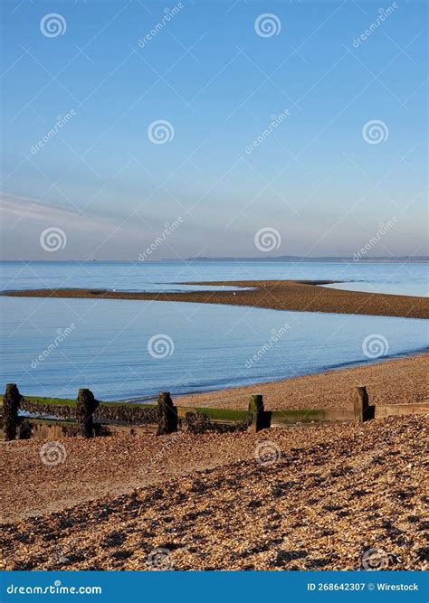 Vertical Shot of the Sea at Lee on the Solent, Hampshire, UK Stock