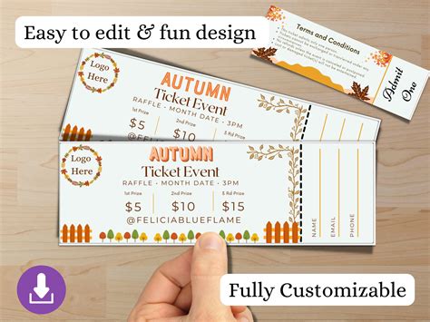 Printable Raffle, Editable Raffle Template Ticket, Diy Ticket, Custom ...