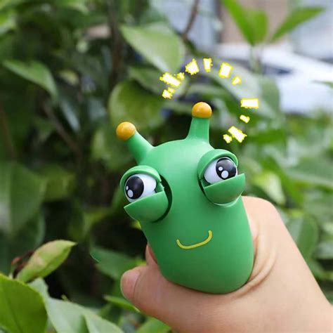 Squishy Eye Popping Flippy Squeeze Toys Green Worm Stress Reliever