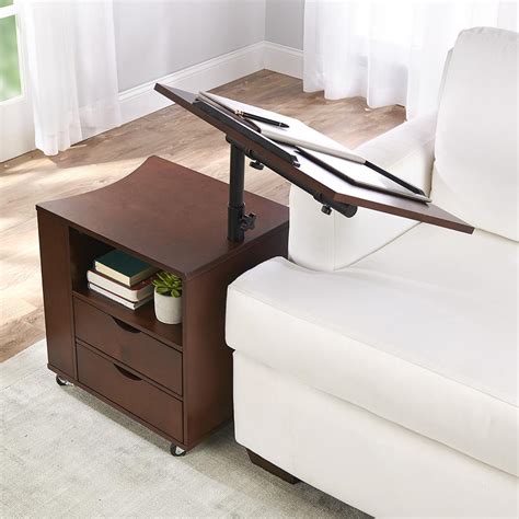 The Swivel Desktop Organized Side Table Hammacher Schlemmer