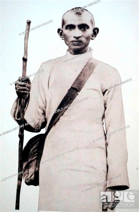 Mahatma Gandhi Standing With Stick