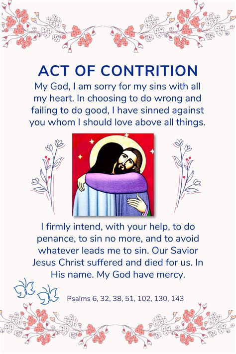 Act Of Contrition Prayer Poster Printable A3 117 X 165 Catholic