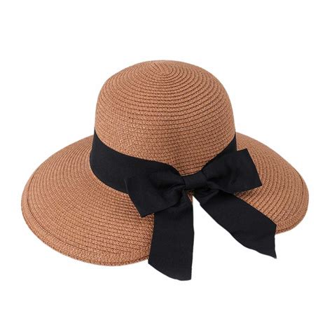 ZHIZAIHU Sun Hats For Men Women Solid Color Bowknot Straw Beach Sun