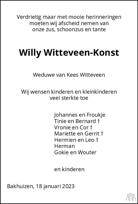 Wilhelmina Christina Willy Witteveen Konst 18 01 2023