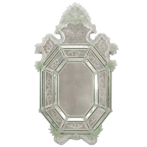 1920 S Green And Clear Octagonal Murano Glass Mirror At 1stdibs