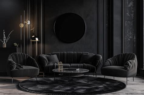 Premium Photo | Black interior of living room with black furniture