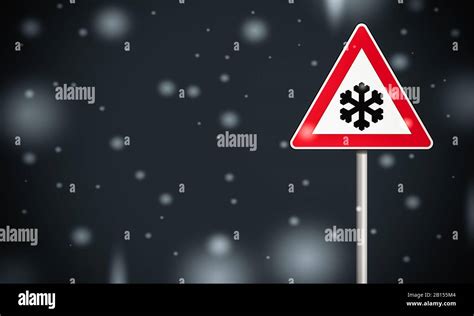 Snow Warning Sign Stock Photo Alamy